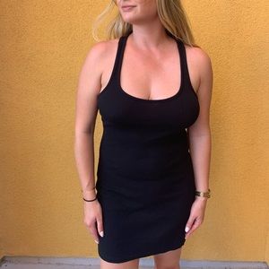 Simple black racer back dress